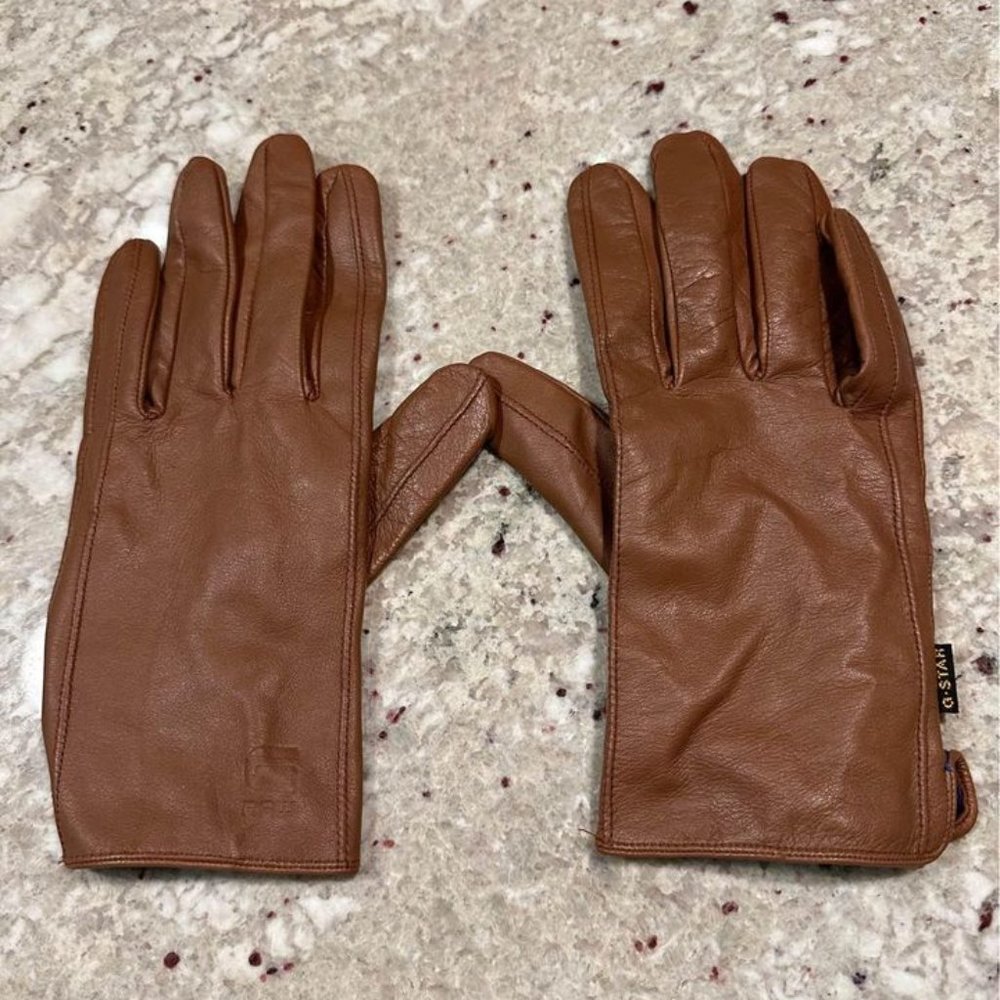G-Star Raw Mens leather Welch Gloves Brown